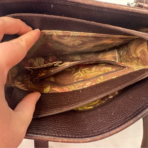 Brighton Pebbled Leather Croco Embossed Shoulder Bag Purse Handbag - Picture 7 of 11